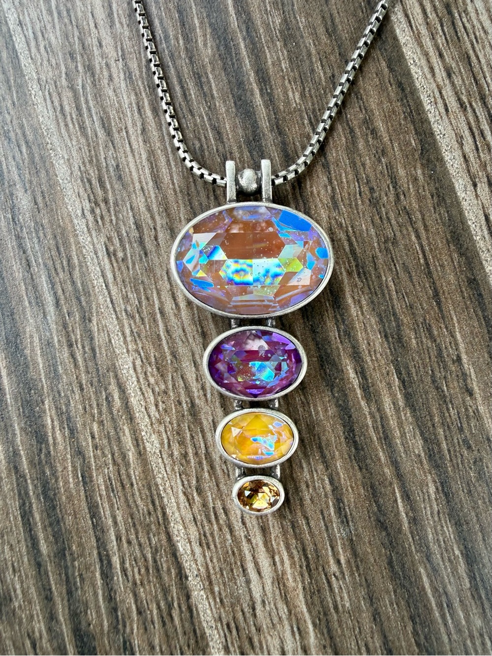 Touchstone Crystal Multi-Stone Adjustable Pendant Necklace - Autumn Delight